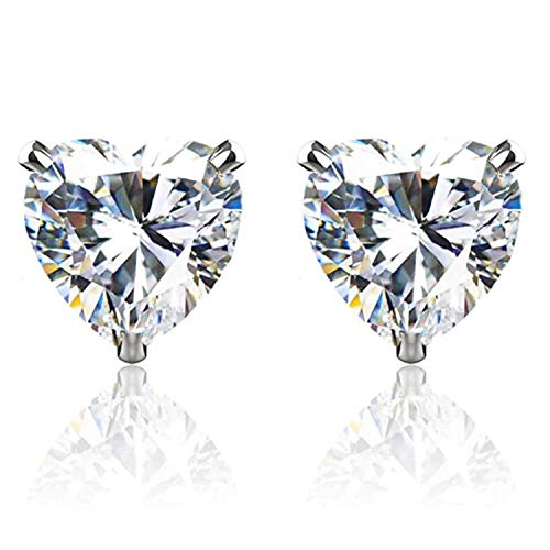 Image of HIGHSPARK 925 Silver Solitaire Stud Earrings | 92.5 Sterling Silver & Round Brilliant Cubic Zirconia Tops for Men Women