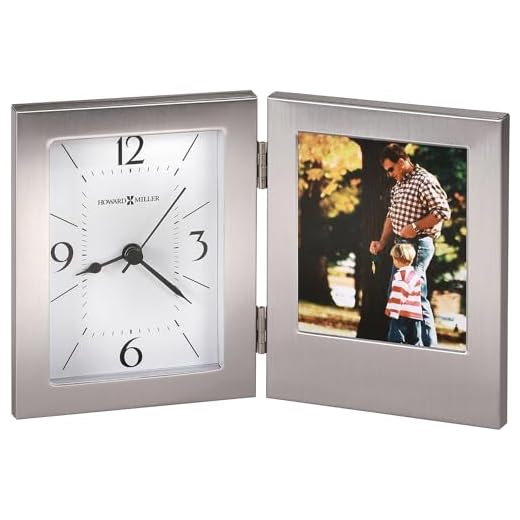Howard Miller Bay II Tabletop, Decorative Desk and Shelf Clock with Frame, Battery Operated Silent