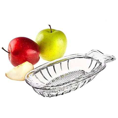 DESTALYA Glass Grater for Baby Food | Crystal Grater for Fruits Vegetables | Healthy Puree Maker | Manual Apple Grater Plate | Grating Plate Cover