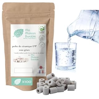 Ma Maison Durable | X100 Perles de Céramique EM® Grises | Filtre Purificateur 100% naturel Eau du Robinet| Billes de filtration naturelle Chlore Calcaire| Pour Pichet Carafe Gourde Fontaine Bouilloire