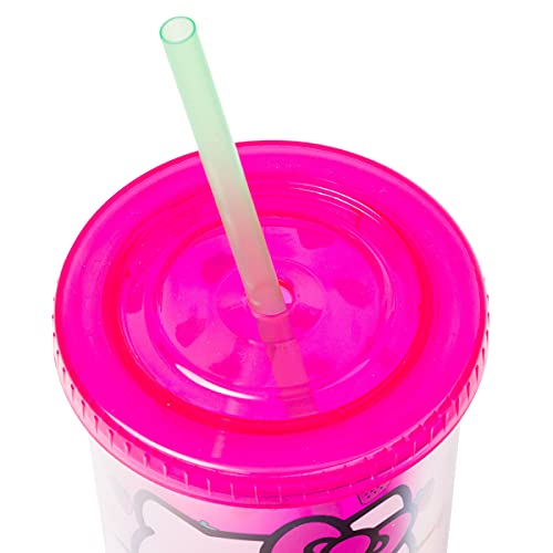 Image of Silver Buffalo Sanrio Hello Kitty Strawberry Pattern Plastic Cold Cup with Lid and Straw, 20 Ounces (Pack of 12)