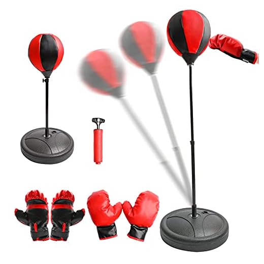 LOYEAH Boxsack für Kinder, Kinder Boxset Boxsack mit Ständer, 4 Boxhandschuhe, Punchingball für 3-8 Jahre alte Jungen & Mädchen