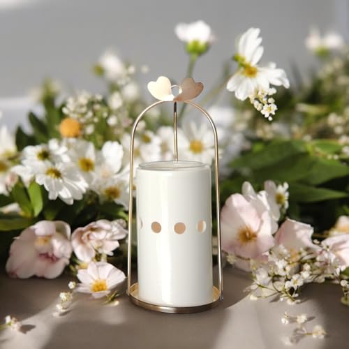 Quema Perfume Inspiration Cinco – Quemador Fondant Cera y Difusor de Cera Perfumada – Difusor de Aceite Esencial y Perfume de Ambiente – Portavelas de cerámica y Metal, Altura 18 cm – Zen'Aroma - imagen 5