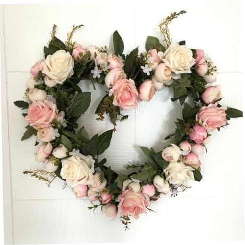 Artifical Flower Wreath Rose Flower Heart Wreath...