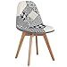 Stella-Chaise Scandinave Tissu Patchwork Noir Pieds Hêtre (X1)
