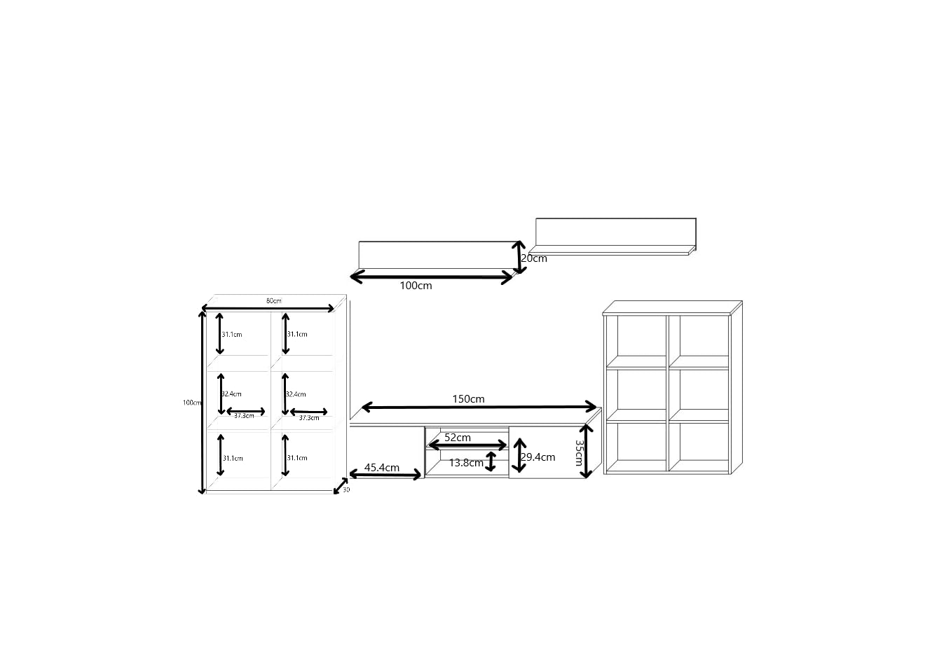 Per la vita Wohnwand Herkules, Schrankwand Wohnzimmer Modern, Wohnzimmerschrank mit Fernsehtisch, Sideboard und Wandregal Wohnzimmer Komplett Möbel - Sonoma
