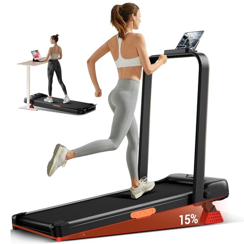 UMAY Bieżnia składana do domu z nachyleniem 15%, bieżnia domowa 2.5HP silnik bezszczotkowy,bieżnia do chodzenia 0–10 km/h,maks. 136 kg, kompaktowa bieżnia