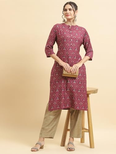 Image of Shree Women Liva (Rayon) White Floral Print Kurta