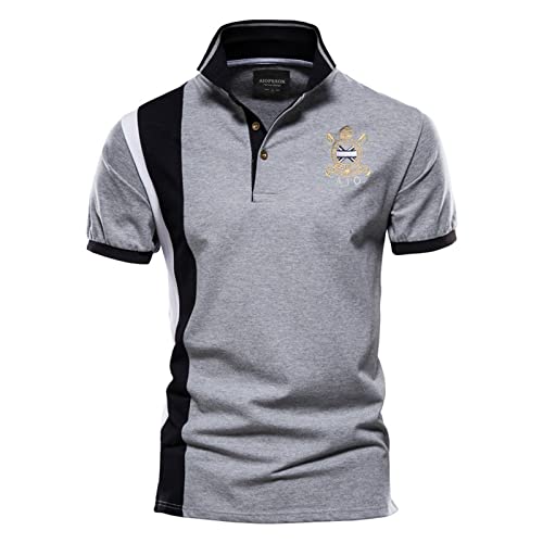 Polo de golf pour homme brodé coupe classique en coton piqué respirant
