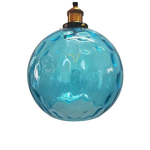 LLXDFUU Verre créatif bleu d'eau plafond pendentif éclairage ondulation de l'eau boule abat-jour moderne industriel lustre luminaire couleur bleue abat-jour...