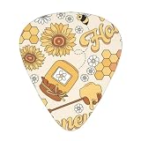 Plettri per chitarra Bee Hive Honeycomb Sunflower, confezione da 12, per basso, chitarra acustica, elettrica, per gli amanti della musica.