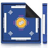 Nine-Marsh Mahjong Mat for Table 31.5''x31.5'', Non-Slip Mahjong Cloth Cover with Game Rules, Mahjong Tablecloth for Poker, Board Games Table Mat, Card Games, Tile Games, Dominoes (Blue)