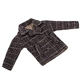 Farbe: als bild zeigen FLAMEER Schöne Puppenkleidung Karierte Wollmantel Winter Outfit für 1/6 BJD, Blythe, Licca Puppen - Dunkelgrau