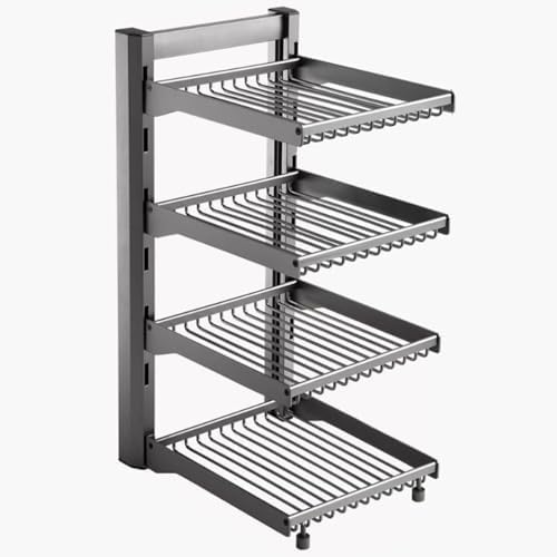 Vertical Pan Holder Rack with Adjustable Dividers for Kitchen Cabinet, Countertop & Corner Storage - Space-Saving Organizer for Pots, Pans & Cookware Accessories