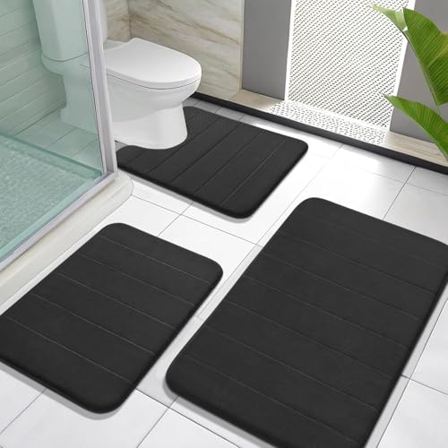 Yimobra 3-Piece Bath Mat Black