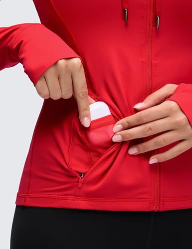 Image of CRZ YOGA Butterluxe Hoodie Jackets Hip Length | Extremely Soft, Athletic, Slim Fit, Full Zip, Back Mesh Vent, Side Zip Pockets, Thumb Holes, for Women