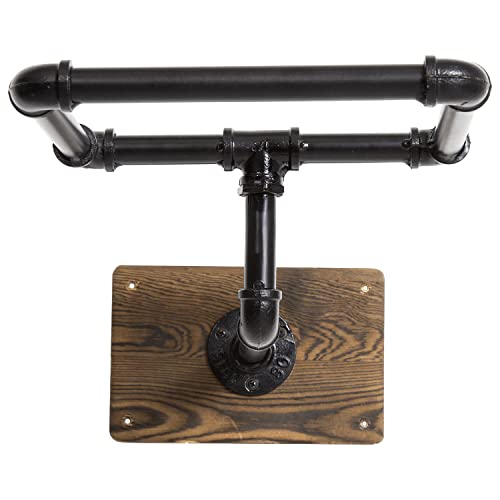 Mygift Wall Mounted Stability Ball Rack, Yoga And Exercise Ball Holder Stand With Industrial Metal Pipe And Burnt Wood #TOP6