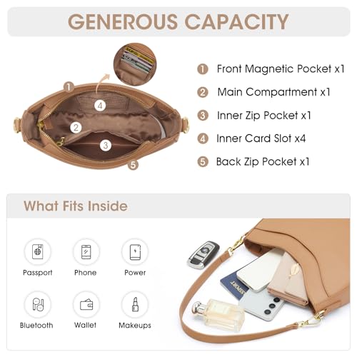 Kattee Leather Crossbody Bags for Women, Small Purses and Handbags, Soft Hobo Shoulder Satchel with Zipper Closure4