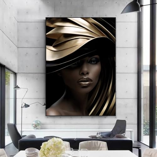 Peinture maison salon décor avec cette grande toile de portrait féminin