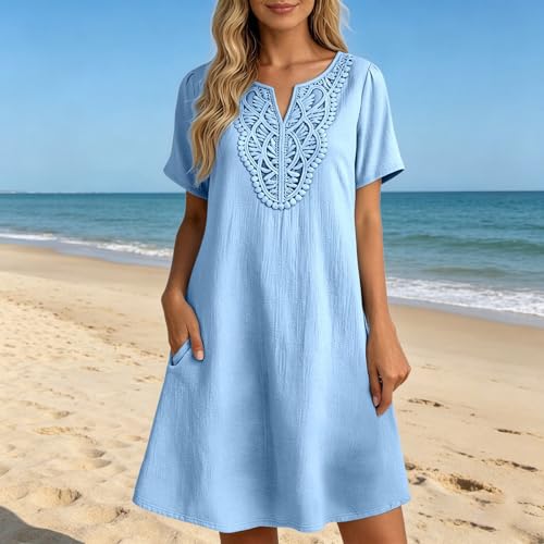 Robe midi fluide à manches courtes col en v robe de plage décontractée chic