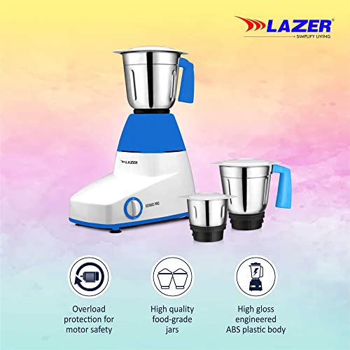 Image of Lazer Genius Pro 3 Jars 750W Mixer Grinder (White Blue)