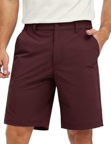 Image of TBMPOY Men's Golf Shorts Lightweight 5 Pockets Casual Dress Stretch Elastic Waist Quick Dry Flat Front Travel Shorts