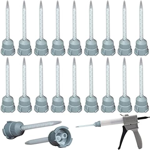 Huiyinxuan Epoxy Mixing Nozzle Static Mixing Tips 21Pieces 16-Element for 1:1 Manual Applicator Two Part Mix Cover