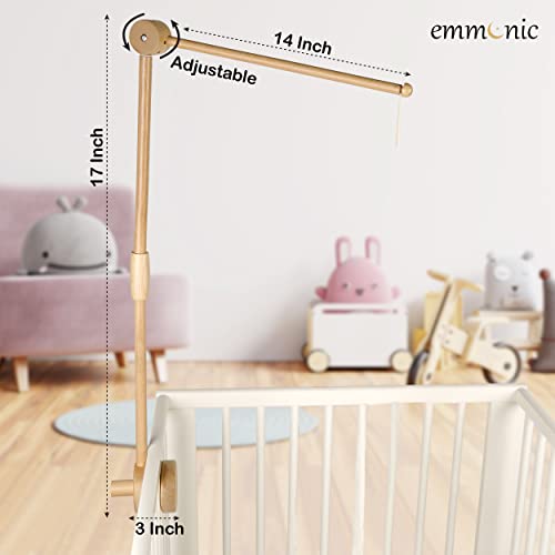 Adjustable Wooden Crib Mobile Arm - 31 Inch Baby Mobile Hanger - Made Of Beechwood + Strong Silicone Gasket For Secure Crib Attachment - Emmnnic #TOP3