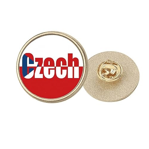 Broche drapeau tchèque ronde dorée avec finitions haut de gamme