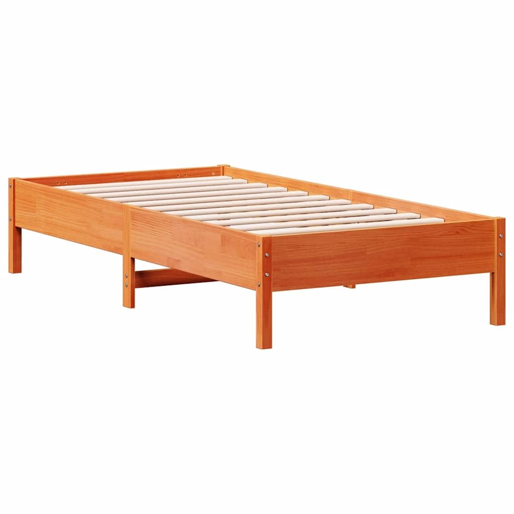 Lite drewno sosnowe z listwami ze sklejki rustykalny 90x190 cm brąz