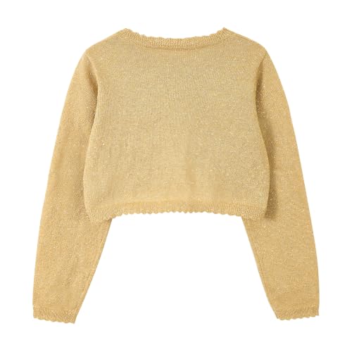 Image of Miipat Toddler Girls Cardigan Long Sleeve Bolero Shrug Kids Knit Sweater Cover Up Button Closure Cropped Tops