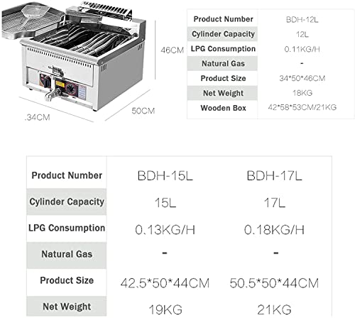 Kommerzielle Gas-Fritteuse auf der Arbeitsplatte, Gas-Fritteusenmaschine, LPG-Propan-Außenkocher, Fettfritteuse aus Edelstahl mit abnehmbarem Korb – Bild 6