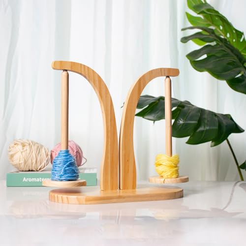 Image of Wooden Yarn Holder for Crocheting, Magnetic Rotating Yarn Ball Holder, Crochet Gift for Knitting Lovers