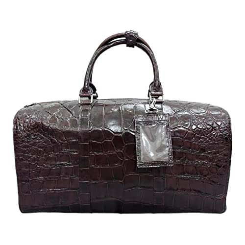 Genuine alligator crocodile leather skin Travel Duffels bags, overnight bags, gym bag, sport dufel bags (Brown)