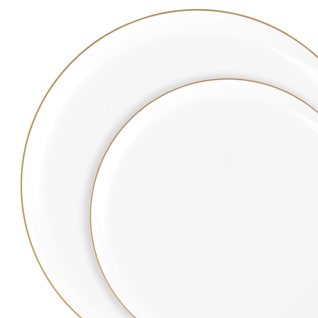 Photo 1 of Edge White Gold Rim 10.6" Plates, Case of 120 (12 packs x 10)