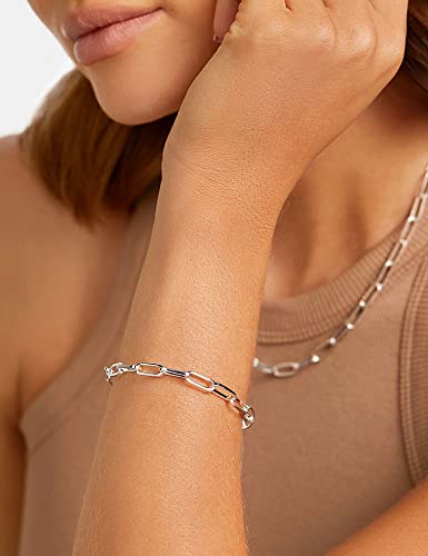 Waitsoul Silver Bracelet For Women 3Mm Diamond-Cut Paperclip Chain Bracelet For Men 8.5 Inch #TOP1