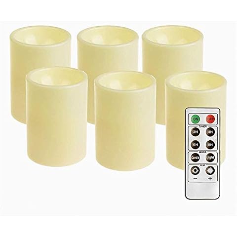 GiveU Flameless Realistic Led Candle With Remote Control, Battery Operated Flickering Candle With Timer For Indoor & Outdoor Decoration,3x4inches,6 Pack Cover