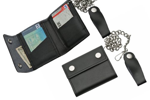 Szco Supplies Medium Bi-Fold Biker Wallet, 4.25x3.75-Inch, Black