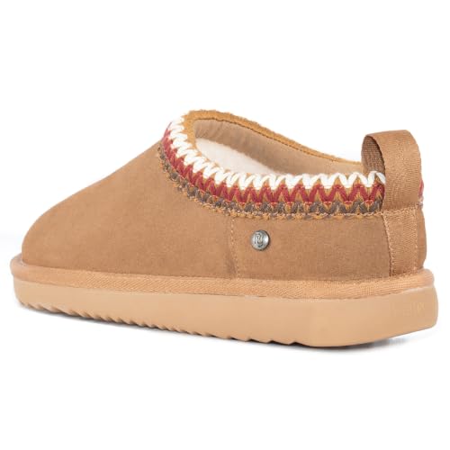Image of Women's Genuine Shearling Slippers Suede Warm Indoor Outdoor Shoes Rubber Sole