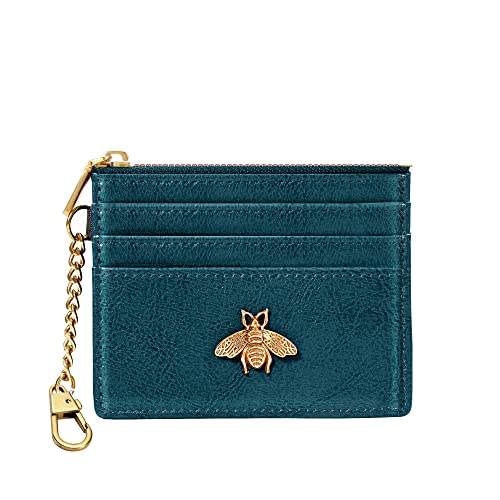 Image of SEAVILIA Card Holder Keychain Wallet for Women with ID Window RFID Coin Purse Bee Gifts Slim Minimalist Small Wallet
