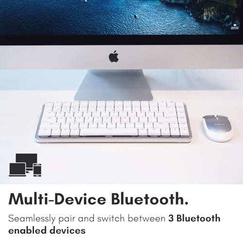 Image of Macally Wireless Mechanical Keyboard for Mac | Compatible Bluetooth Apple Keyboard (75% Size, Blue Tactile Switches) Compact, Multi Device, Backlit for MacBook Pro /Air, iMac, Mac mini /Pro