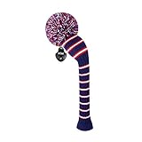 Scott Edward 1PCS Golf Hybrid Head Cover Knit Pom Pom Club Cover, with Rotating Number Tags