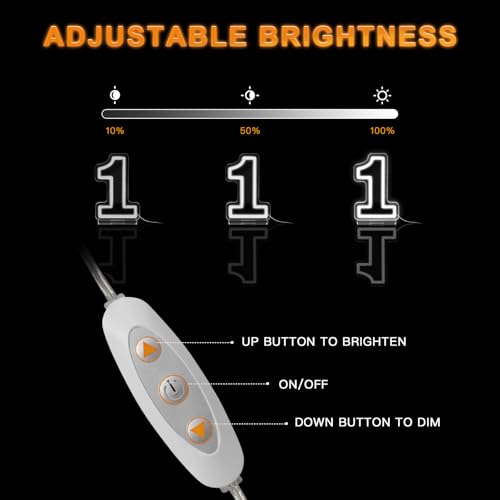 Image of YALLOVE Neon Sign Number 1, 9.8 inches Height USB Powered Night Light-up Numbers for Birthdays Decor, Party Anniversary, Cafe Bar Decor (Small)