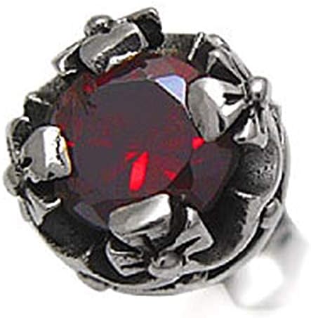 Amazon Pi0346 111 ブランド名 2pieces ピアス メンズ シルバー メンズピアス 王冠 クラウン レッド Pi0346 片耳分1個売り ピアス 通販