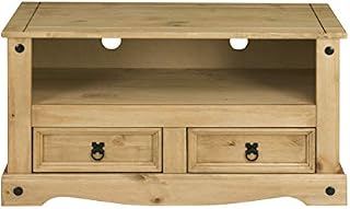 Corona TV Stand Pine 2 Drawer Flat Screen TV Unit, Mexican Solid Wood