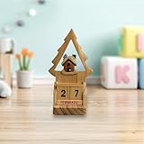 Calendario natalizio Calendario Avvento Legno, Calendario Legno da Tavolo, Calendario Perpetuo Vintage in Legno per L\'uso in Un Bar, Ristorante, Ufficio O Casa Come Decorazione, Forma di Albero 5x5xh15 cm (Orso)