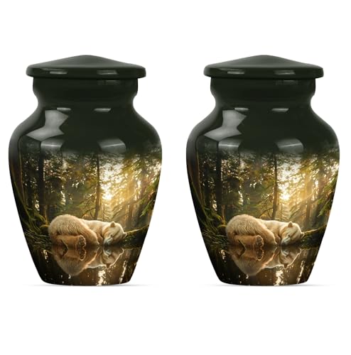 Image of Bear Urn - Small Urn for Ashes - Funeral Urn Ashes - Urn for Human Ashes - Adult Urns for Human Ashes Women - Cremation Urns for Men (3 inch Pack of 2)