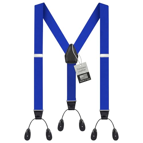 Image of HOLD'EM Tuxedo Button Suspenders for Men - Mens Dress Suspenders Formal | 100% Genuine Leather | Made in USA | Regular & Tall