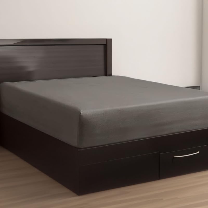 Bluemoon Homes Sábana bajera 100 % de algodón egipcio, 800 hilos, 1 pieza, color gris elefante, tamaño King, tejido satinado, patrón sólido, hotel