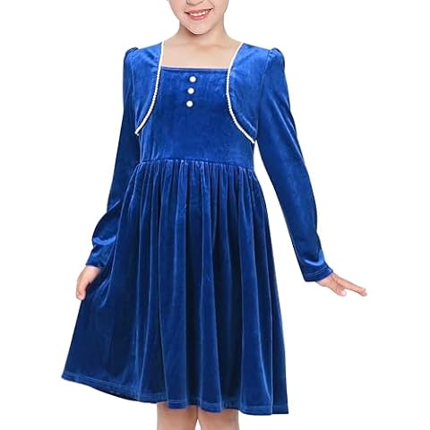 Royal Blue Velvet Pearl Long Sleeve Dress Cover